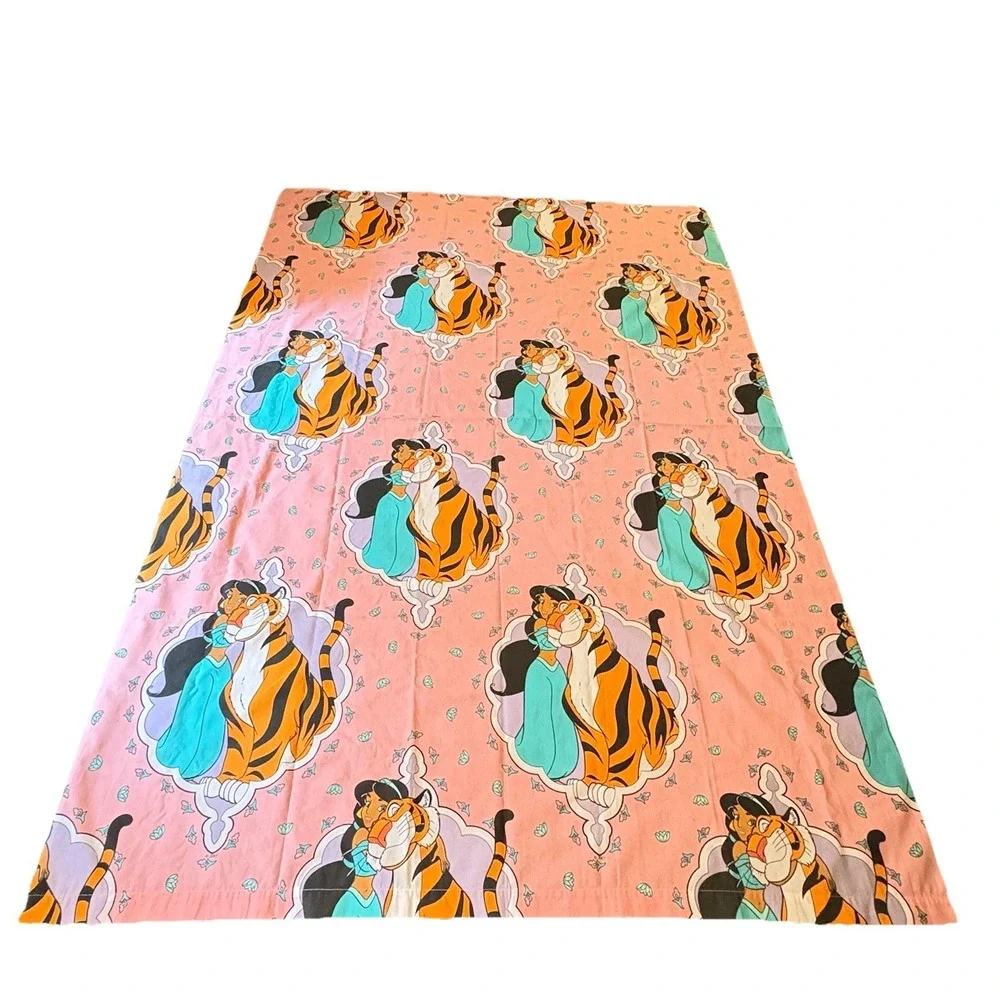 Disney Flat Sheet Jasmine Sheet Aladdin Rajah VTG 90s